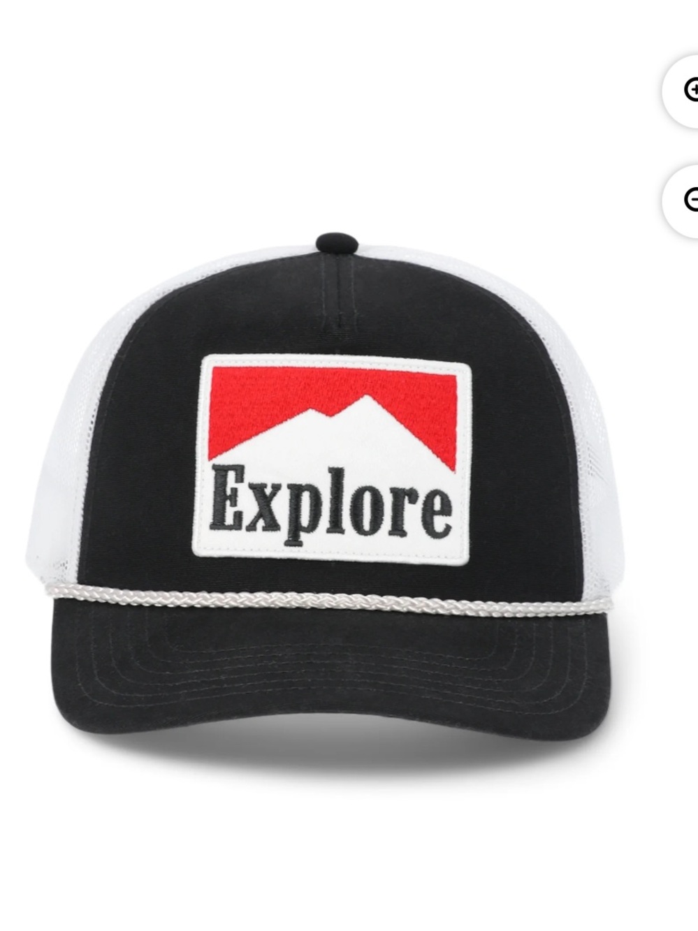Explore Patch Trucker Hat - Black, White & Red